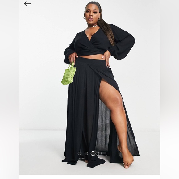 ASOS WRAP BEACH CROP TOP AND SKIRT SET - Picture 3 of 6
